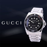  Shop Authentic Gucci Dive Analog Black Dial Silver Steel Strap Watch For Men - YA136208 - Luxxuri