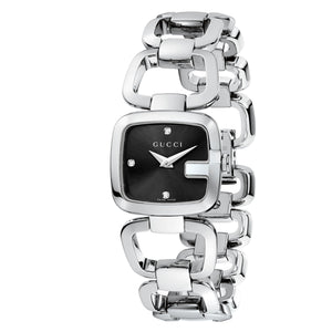  Shop Authentic Gucci G Diamonds Black Dial Silver Steel Strap Watch For Women - YA125509 - Luxxuri