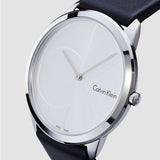  Shop Authentic Calvin Klein Minimal Silver Dial Black Leather Strap Watch for Men - K3M211CY - Luxxuri