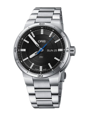  Shop Authentic Oris TT1 Day Date Black Dial Silver Steel Strap Watch for Men - 0173577524154-0782408 - Luxxuri