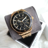  Shop Authentic Michael Kors Cunningham Multifunction Black Dial Gold Steel Strap Watch For Men - MK7154 - Luxxuri