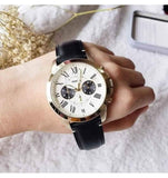  Shop Authentic Fossil Grant Chronograph White Dial Black Leather Strap Watch for Men - FS5272 - Luxxuri