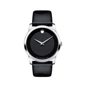  Shop Authentic Movado Museum Black Dial Black Leather Strap Watch For Men - 606502 - Luxxuri