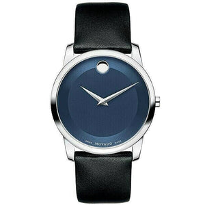  Shop Authentic Movado Museum Classic Blue Dial Black Leather Strap Watch for Men - 606610 - Luxxuri