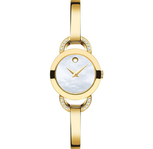  Shop Authentic Movado Rondiro Mother of Pearl Dial Gold Steel Strap Watch For Women - 0606889 - Luxxuri