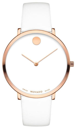  Shop Authentic Movado Museum 70th Anniversary Special Edition White Dial White Leather Strap Watch For Women - 0607139 - Luxxuri