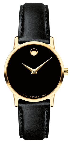  Shop Authentic Movado Museum Black Dial Black Leather Strap Watch For Women - 2100006 - Luxxuri