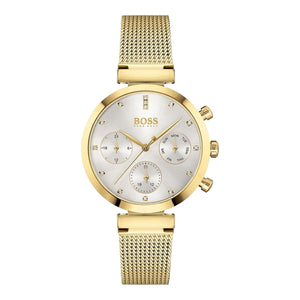  Shop Authentic Hugo Boss Flawless White Dial Gold Mesh Bracelet Watch for Women - 1502552 - Luxxuri