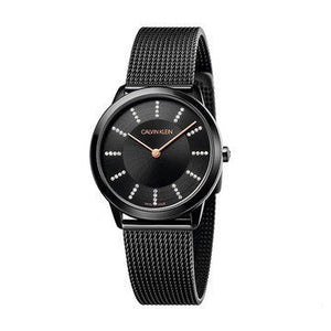  Shop Authentic Calvin Klein Minimal Diamonds Black Dial Black Mesh Bracelet Watch for Women - K3M22X2X - Luxxuri