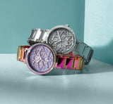  Shop Authentic Guess Dahlia Analog Silver Dial Purple Leather Strap Watch For Women - GW0529L4 - Luxxuri