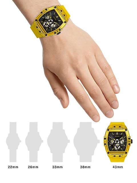 Shop Authentic Guess Phoenix Multi Function Black Dial Yellow Rubber Strap Watch for Men - GW0203G6 - Luxxuri