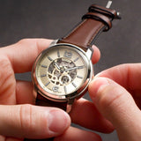  Shop Authentic Fossil Neutra Automatic Skeleton White Dial Brown Leather Strap Watch for Men - ME3184 - Luxxuri