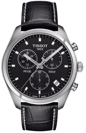  Shop Authentic Tissot PR 100 Chronograph Black Dial Black Leather Strap Watch For Men - T101.417.16.051.00 - Luxxuri