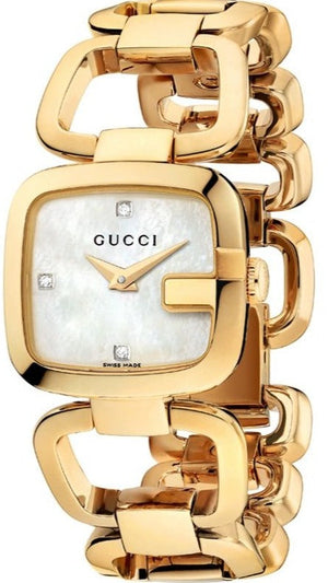  Shop Authentic Gucci G Gucci Diamonds Mother of Pearl Dial Yellow Gold Steel Strap Watch For Women - YA125513 - Luxxuri