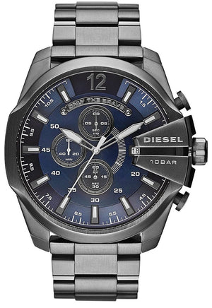  Shop Authentic Diesel Mega Chief Chronograph Blue Dial Black Steel Strap Watch For Men - DZ4329 - Luxxuri
