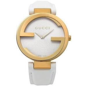  Shop Authentic Gucci G Interlocking White Dial White Leather Strap Watch For Women - YA133327 - Luxxuri