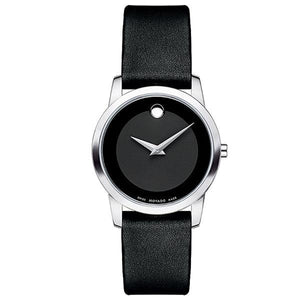 Shop Authentic Movado Museum Classic Black Dial Black Leather Strap Watch For Women - 0606503 - Luxxuri