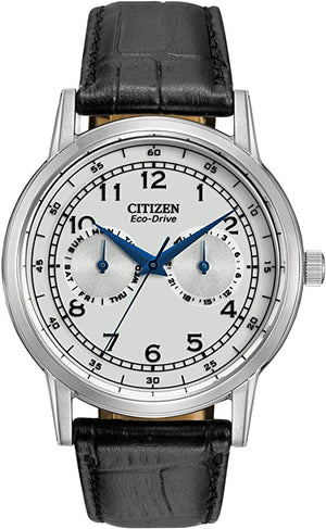  Shop Authentic Citizen Eco Drive Silver Dial Black Leather Strap Watch For Men - AO9000-06B - Luxxuri