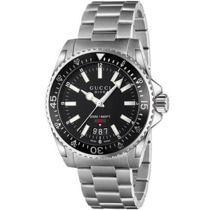  Shop Authentic Gucci Dive Quartz Black Dial Silver Steel Strap Watch For Men - YA136301 - Luxxuri