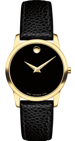  Shop Authentic Movado Museum Classic Black Dial Black Leather Strap Watch For Women - 0607016 - Luxxuri