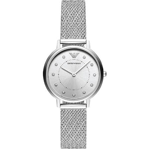  Shop Authentic Emporio Armani Kappa Silver Dial Silver Mesh Bracelet Watch For Women - AR11128 - Luxxuri