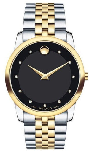  Shop Authentic Movado Museum Classic Diamonds Black Dial Two Tone Steel Strap Watch For Men - 0606879 - Luxxuri