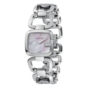  Shop Authentic Gucci G Gucci Diamonds Mother of Pearl Dial Silver Steel Strap Watch For Women - YA125502 - Luxxuri