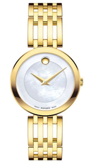  Shop Authentic Movado Esperanza 28mm Mother of Pearl Dial Gold Steel Strap Watch For Women - 0607054 - Luxxuri