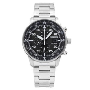  Shop Authentic Citizen Eco Drive Chronograph Black Dial Silver Steel Strap Watch For Men - CA0690-88E - Luxxuri