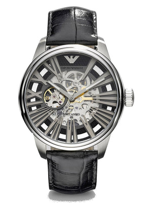  Shop Authentic Emporio Armani Meccanico Automatic Black Dial Leather Strap Watch For Men - AR4629 - Luxxuri