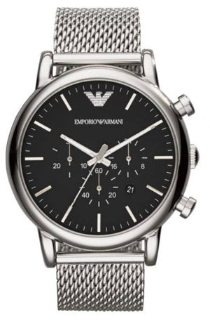 Shop Authentic Emporio Armani Classic Chronograph Black Dial Silver Mesh Bracelet Watch For Men - AR1808 - Luxxuri