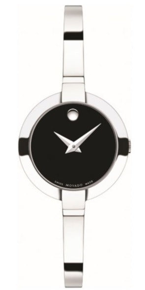  Shop Authentic Movado Bela Black Dial Silver Steel Strap Watch For Women - 0606595 - Luxxuri