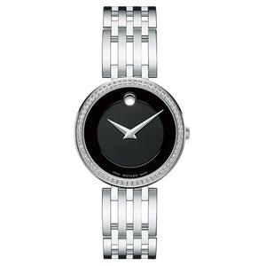  Shop Authentic Movado Esperanza 63 Diamonds Black Dial Silver Steel Strap Watch For Women - 0607052 - Luxxuri