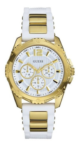 Shop Authentic Guess Intrepid White Dial Two Tone Silicone Strap Watch For Women - W0325L2 - Luxxuri