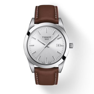  Shop Authentic Tissot Gentleman Silver Dial Brown Leather Strap Watch For Men - T127.410.16.031.00 - Luxxuri
