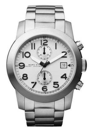  Shop Authentic Marc Jacobs Larry Chronograph White Dial Silver Steel Strap Watch for Men - MBM5030 - Luxxuri