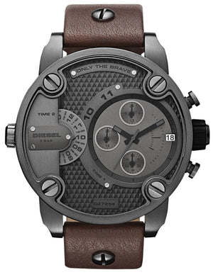  Shop Authentic Diesel Little Daddy SBA Small Sized Grey Dial Brown Leather Strap Watch For Men - DZ7258 - Luxxuri