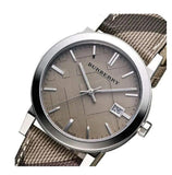  Shop Authentic Burberry The City Grey Dial Checked Grey Leather Strap Watch for Women - BU9118 - Luxxuri
