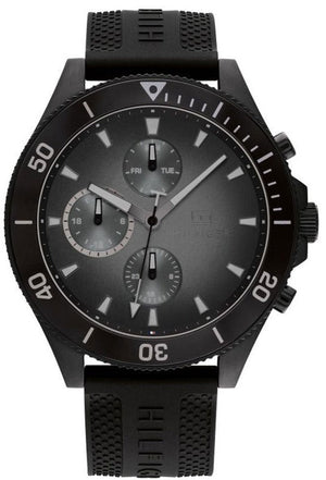  Shop Authentic Tommy Hilfiger Larson Chronograph Black Dial Black Rubber Strap Watch For Men - 1791921 - Luxxuri