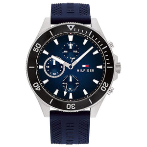  Shop Authentic Tommy Hilfiger Larson Chronograph Blue Dial Blue Rubber Strap Watch For Men - 1791920 - Luxxuri