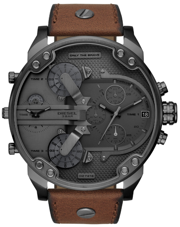  Shop Authentic Diesel Mr Daddy Quartz Grey Dial Brown Leather Strap Watch For Men - DZ7413 - Luxxuri