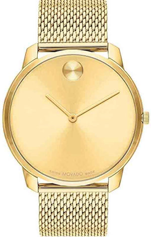  Shop Authentic Movado Bold Gold Dial Gold Mesh Bracelet Watch For Men - 3600373 - Luxxuri