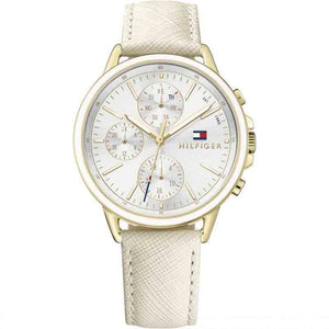  Shop Authentic Tommy Hilfiger Carly Silver Dial Cream Leather Strap Watch for Women - 1781790 - Luxxuri