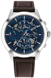  Shop Authentic Tommy Hilfiger Henry Chronograph Blue Dial Brown Leather Strap Watch For Men -1710476 - Luxxuri