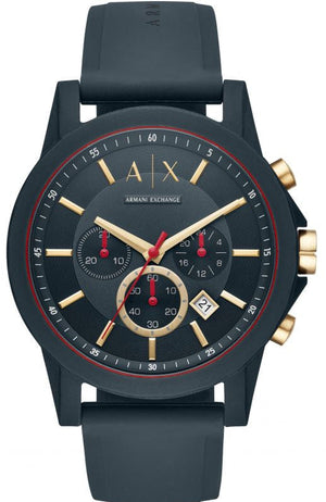  Shop Authentic Armani Exchange Outerbanks Chronograph Blue Dial Blue Silicone Strap Watch For Men - AX1335 - Luxxuri