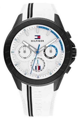  Shop Authentic Tommy Hilfiger Aiden Chronograph White Dial White Rubber Strap Watch For Men - 1791862 - Luxxuri