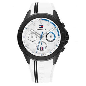  Shop Authentic Tommy Hilfiger Aiden Chronograph White Dial White Rubber Strap Watch For Men - 1791862 - Luxxuri