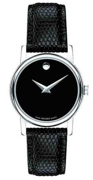  Shop Authentic Movado Museum Black Dial Black Leather Strap Watch For Women - 2100004 - Luxxuri
