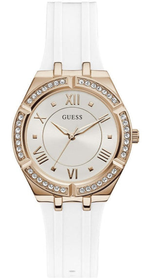 Shop Authentic Guess Cosmo Diamonds Silver Dial White Rubber Strap Watch for Women - GW0034L2 - Luxxuri
