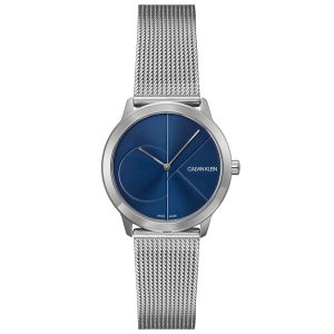  Shop Authentic Calvin Klein Minimal Blue Dial Silver Mesh Bracelet Watch for Men - K3M2112N - Luxxuri